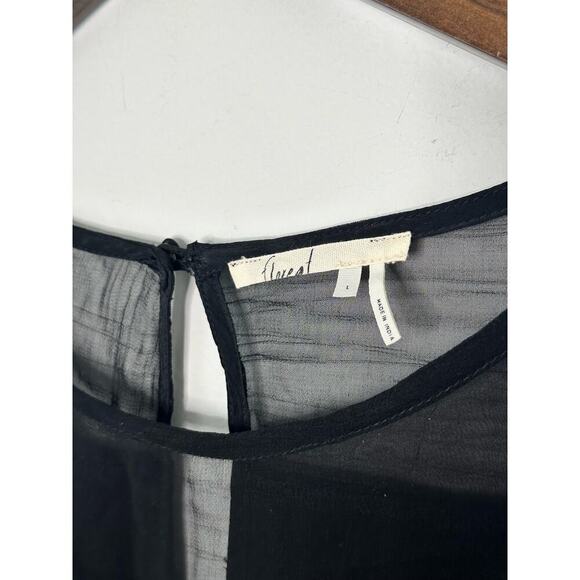 Anthropologie Floreat Size Large Mesh Embroidered Sequin Floral Bird Blouse - Picture 4 of 5